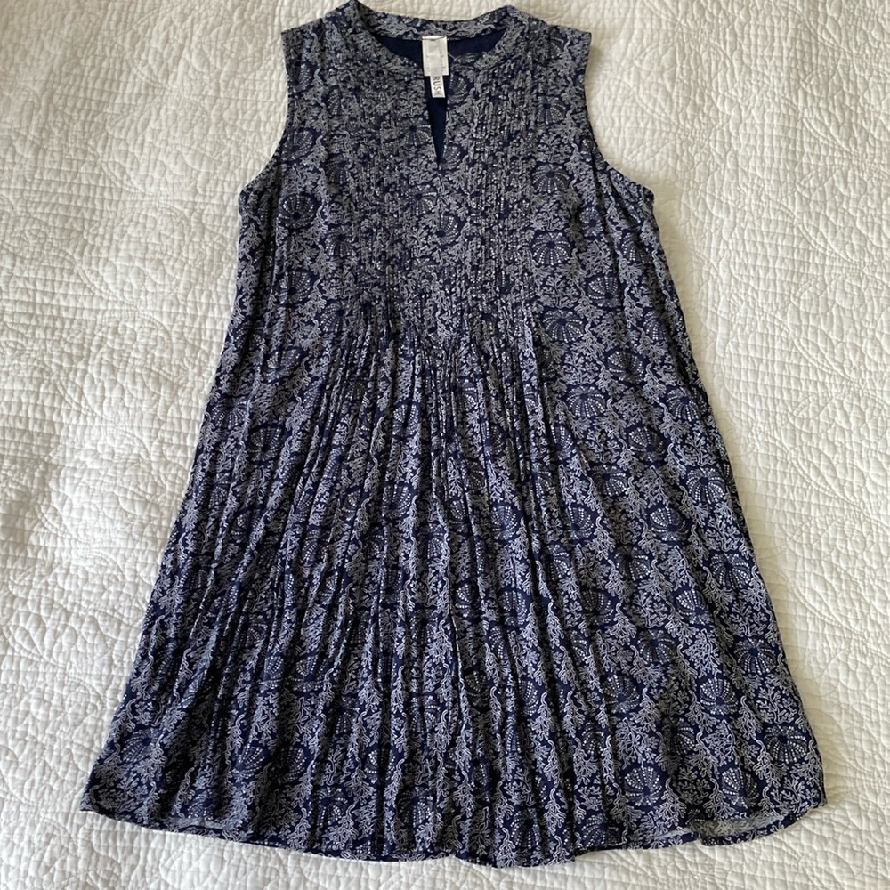 Blue Sleeveless V-Neck Nautical Blue Sundress, women’s small